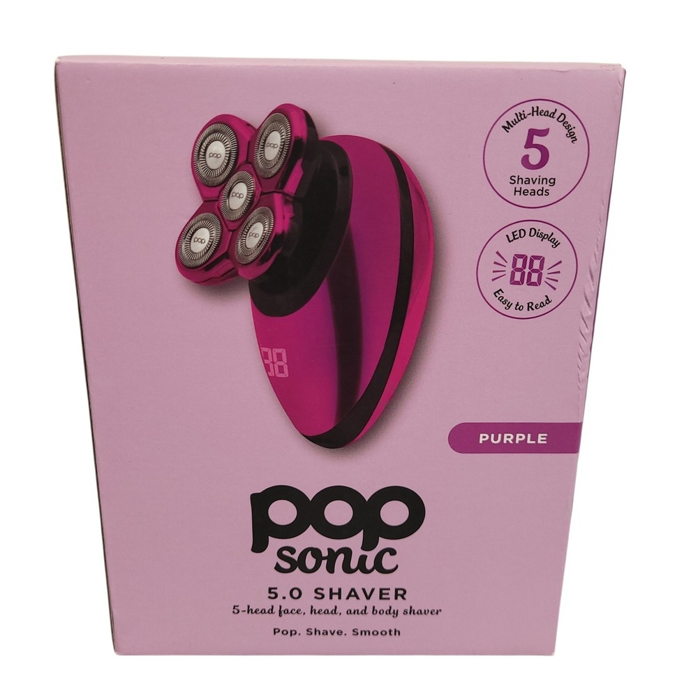Pop Sonic 5.0 Shaver 5-Head Rechargeable Face Head Body Shaver Purple NOB